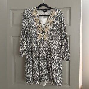 Zara Patterned Blue and White Dress